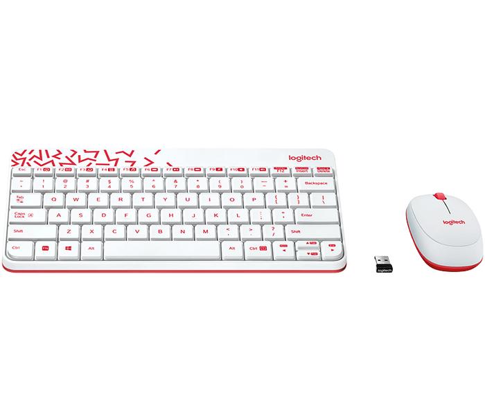 KEY+MOUSE LOGITECH WRLESS MK240 WHITE RED - planetcomputeronline