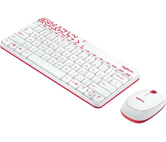 KEY+MOUSE LOGITECH WRLESS MK240 WHITE RED - planetcomputeronline