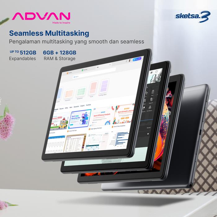ADVAN TAB SKETSA 3 10.1” HD IPS 128GB+RAM 6GB TIGER T606 +KEYBOARD - planetcomputeronline