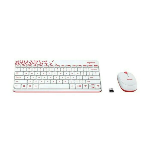 KEY+MOUSE LOGITECH WRLESS MK240 WHITE RED - planetcomputeronline