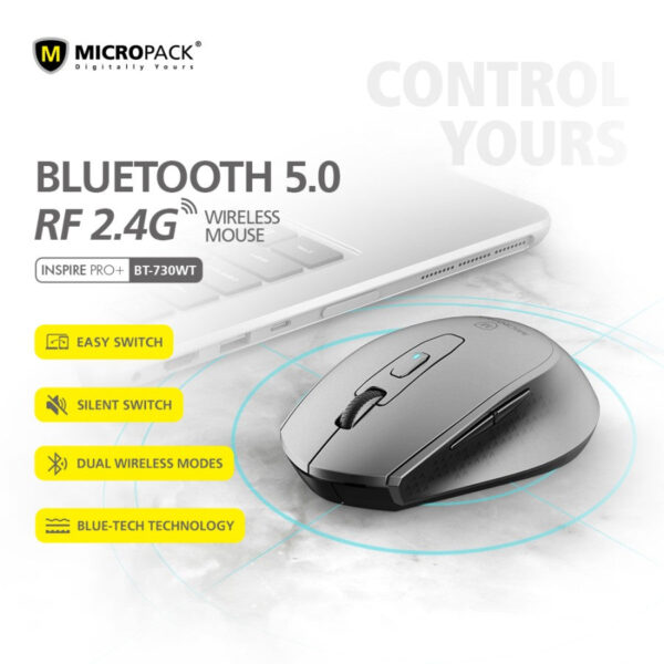 MOUSE MICROPACK BT-730WT GREY BLACK - planetcomputeronline