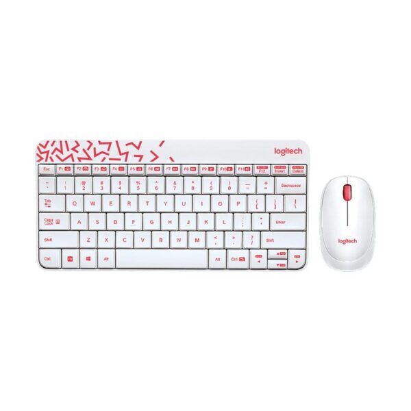 KEY+MOUSE LOGITECH WRLESS MK240 WHITE RED - planetcomputeronline