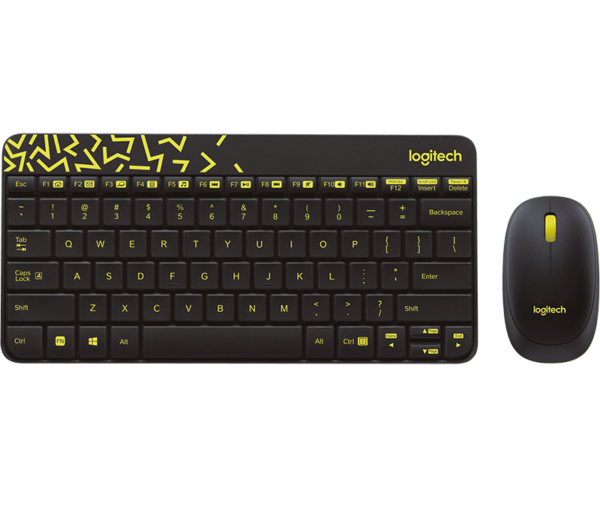 KEY+MOUSE LOGITECH WRLESS MK240 BLACK YELLOW - planetcomputeronline