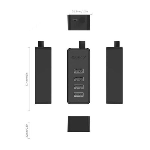 USB HUB 1-4 PORT ORICO W5P-U2-030-BK - planetcomputeronline